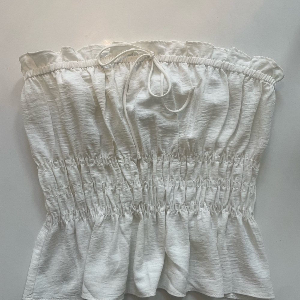Topshop Ruffled Cropped Tube Top Blouse